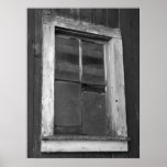 Black and White Old Barn Window posters