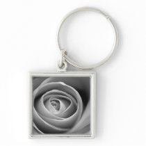 Black and White Opening Rose Keychain