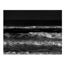Black and White Pacific Ocean Waves Postcard