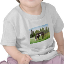 Black and White Paint horse/pony grazing in field Tshirt