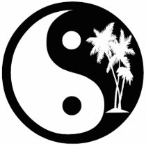 Black and White Palm Tree Yin Yang Ornament Cut Outs