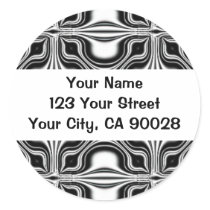 black and white pattern round stickers