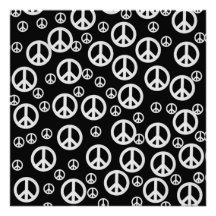 Black and White Peace Signs Custom Announcements