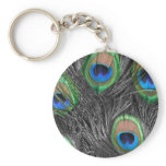 Black and White Peacock Feather keychains