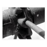 Black And White Photo of Rusty Machinery Postcard