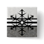 Black and White Pinstripe Holiday Snowflake Button