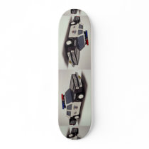 Black and white police car skate board deck