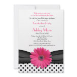 Black and White Polka Dot Graduation Invitation