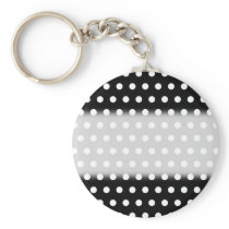 Black and White Polka Dot Pattern. Spotty. Keychain
