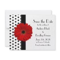 Black and White Polka Dot Save the Date Card