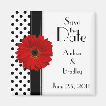 Black and White Polka Dot Save the Date Magnet
