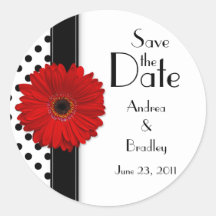 Black and White Polka Dot Save the Date Sticker