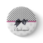 Black and white polka dot Wedding Bridesmaid Pin