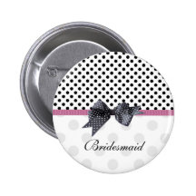Black and white polka dot Wedding Bridesmaid Pin