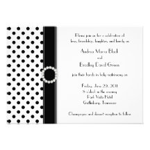 Black and White Polka Dot Wedding Invitation