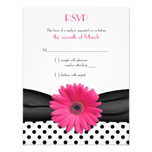 Black and White Polka Dot Wedding Reply Card Invite