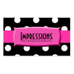 Black and White Polka Dots Hot Pink Name Plate Business Card Template
