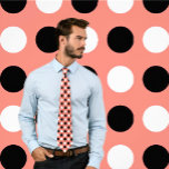 Black and White Polka Dots on Salmon Tie