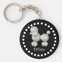 Black and White Poodle Key Chain