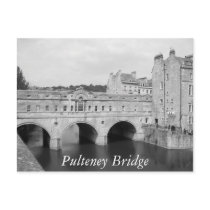 Black and white Pulteney Bridge Bath UK postcard