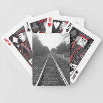 Black and white railroad track playing cards