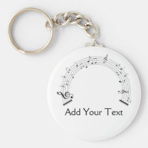 Black and White Rainbow Shaped Music Staff Keychains