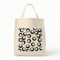 Black and White Retro Circles Pattern. Tote Bags