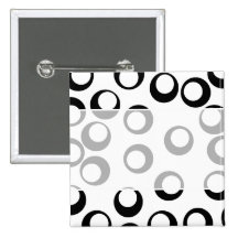 Black and White Retro Circles Pattern. Pinback Button