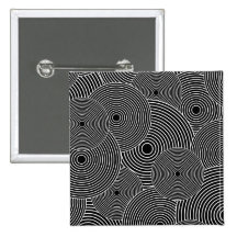 Black and White Retro Circles Pattern Pinback Button