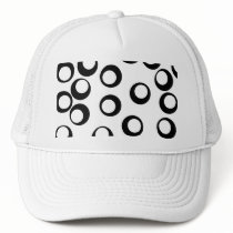 Black and White Retro Circles Pattern. Mesh Hat