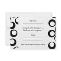 Black and White Retro Circles Pattern. Personalized Invite