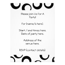 Black and White Retro Circles Pattern. Personalized Invitation