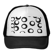 Black and White Retro Circles Pattern. Mesh Hat