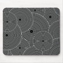 Black and White Retro Circles Pattern Mousepads