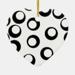 Black and White Retro Circles Pattern. Christmas Ornaments