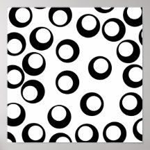 Black and White Retro Circles Pattern. Poster