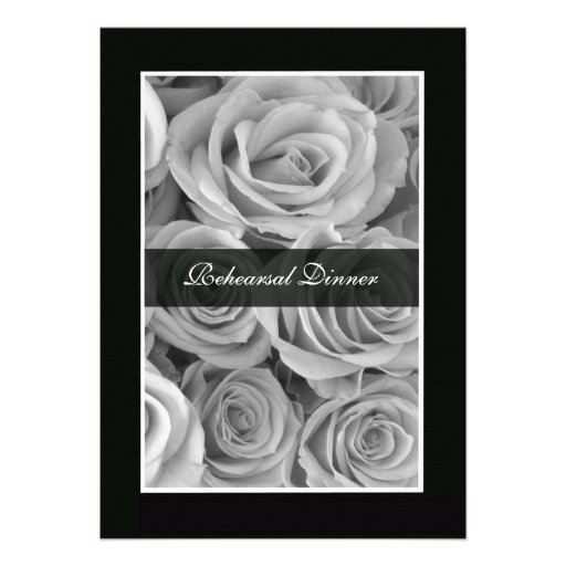 Black and White Rose Rehearsal Dinner Invitation