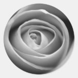 Black and White Rose Round Sticker