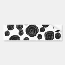 Black and White, Roses Pattern. Bumper Sticker