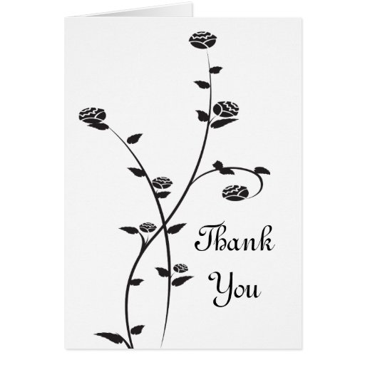 Black and White Roses Thank You Note Card Zazzle