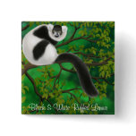 Black and White Ruffed Lemur Pin buttons