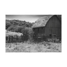 Black and White Rustic Barn Wrapped Canvas Print