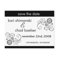 Black and white Save the date Post Card