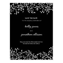 Black and White Save the Date Wedding Invitation Postcard