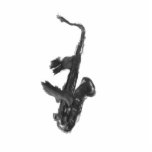 Black and white saxophone and two hands photo sculpture