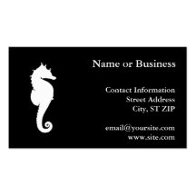 Black and White Seahorse Business Cards