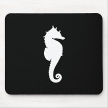Black and White Seahorse Mousepads