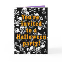 Black and White Skulls Party Invitations cards
