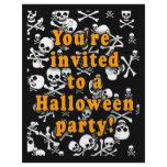 Black and White Skulls Party Invitations flyers