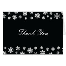 Black and White Snowflakes Thank You Note Cards